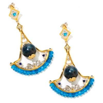 124-878 - Gems en Vogue II 35.70ctw Blue Apatite & Sapphire 2.5" Drop Earrings