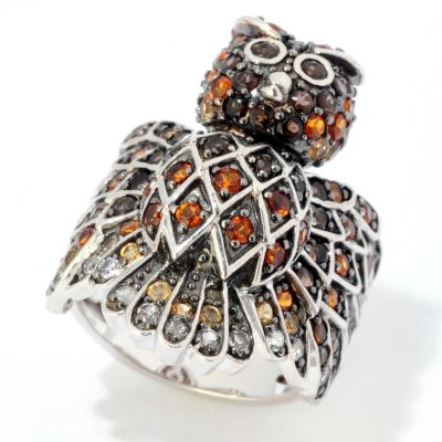 SS/P RING MADIERA, SMOKY, CITRINE & WHT TPZ OWL
