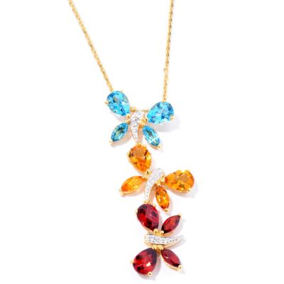 124-906 - NYC II 5.97 Multi Gemstone Butterfly Pendant w/ 18" Chain 