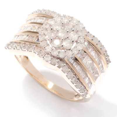 14K YG DIAMOND FLOWER CLUSTER BAND