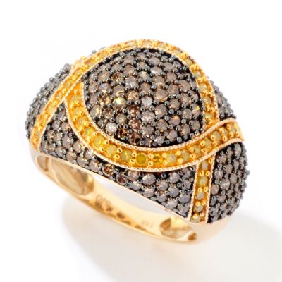 14K YG PAVE MOCHA AND YELLOW DIAMOND DOME RING