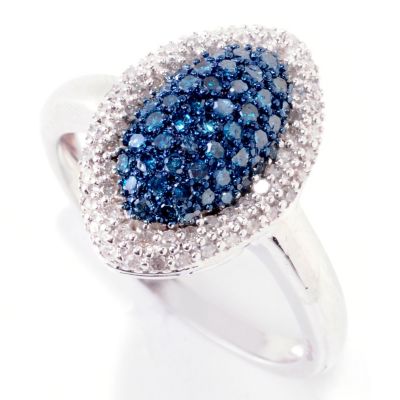 124-922 - Diamond Treasures
 Sterling Silver 
0.50ctw Blue & 
White Diamond 
Marquise Ring