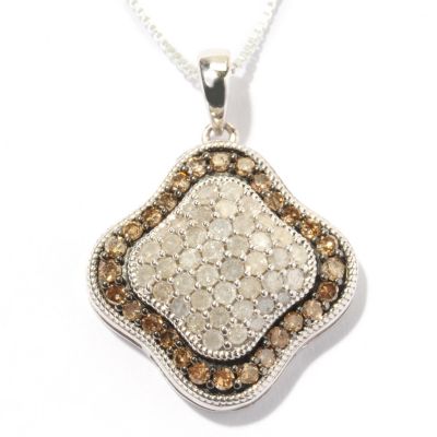 SS MOCHA AND WHT DIAMOND PEND WITH CHAIN
