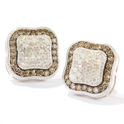 SS MOCHA AND WHT DIAMOND EARRING