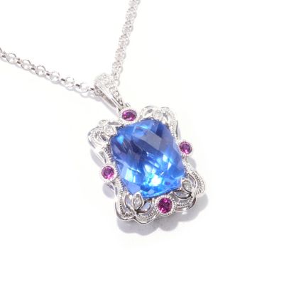 SS EXOTIC CUSHION CUT COLOR CHANGE FLUORITE PENDANT