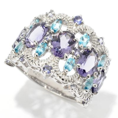 124-940 - NYC II 3.10ctw Iolite, Blue Amethyst & Swiss Blue Topaz Band Ring