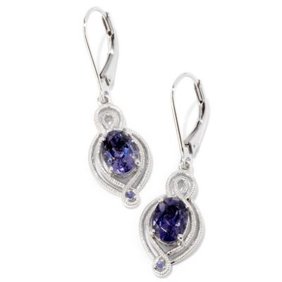 SS/PLAT EAR BLUE AMETHYST & IOLITE DROP