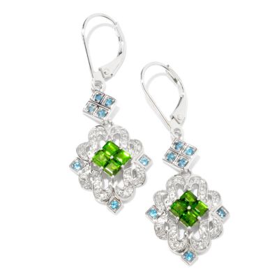 124-944 - NYC II 1.88ctw Chrome Diopside & London Blue Topaz Drop Earrings