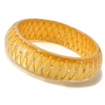 IDS ORO PURO RESIN & 24K GOLD FOIL BANGLE W/ CRYSTAL ACCENTS