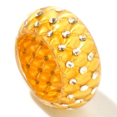 IDS ORO PURO RESIN & 24K GOLD FOIL RING W/ CRYSTAL ACCENTS