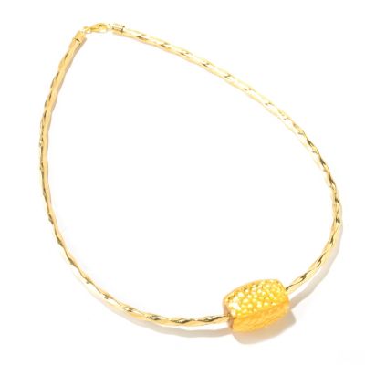 IDS 14K GOLD ORO VITA SILICONE FILLED NECKLACE W/ ORO PURO 24K GOLD FOIL BEAD