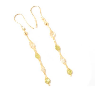 14K PINK QTZ AND AMETHYST MESH DROP EARRINGS