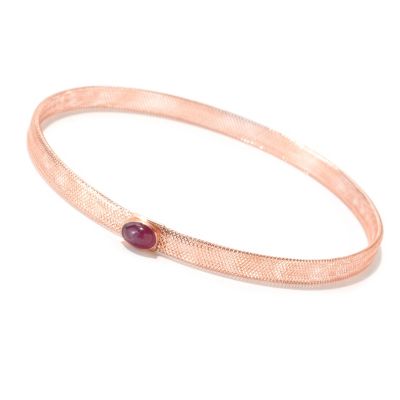 IDS 14K GOLD 6MM STRETCH BELLA BANGLE W/ ROOT OF SAPPHIRE/ROOT OF RUBY ACCENT