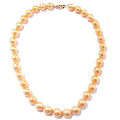 14K YG MM GOLDEN SOUTH SEA PEARL NECKLACE W/DIAMOND CLASP