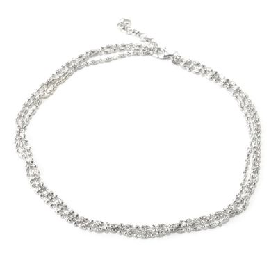 SS/P NECK MULTI STRAND DIAMOND-CUT BEAD - 18" w/ 2" EXT