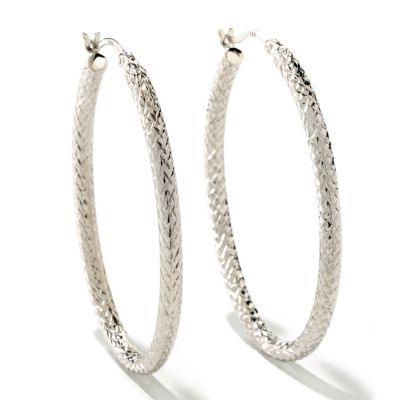 SS/P EAR ELONGATED DIAMOND-CUT HOOP