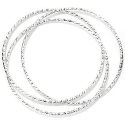 SS/P BRAC SET OF THREE DIAMOND-CUT SLIP-ON BANGLES
