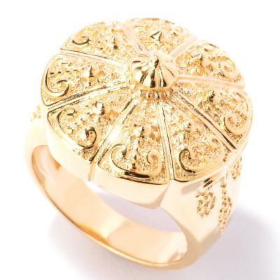 125-054 - Jaipur Bazaar Gold Embraced&trade; Polished & Textured Temple Ring