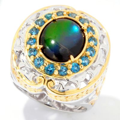 SS/PALL RING AMMOLITE TRIPLET & GEM