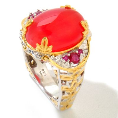SS/PALL RING RED AGATE & RUBY