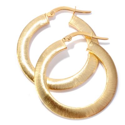 VIALE 18K SATIN SQUARE EDGE HOOP EARRINGS
