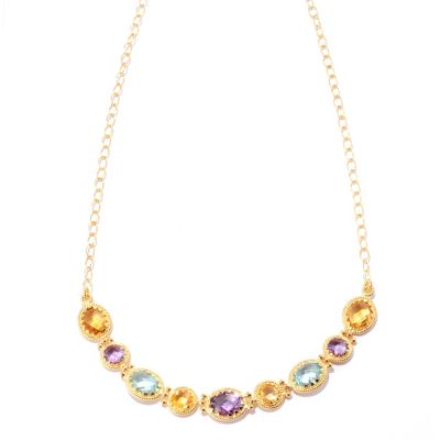 VIALE 18K GOLD MULTI COLOR FACETED STONE NECKLACE