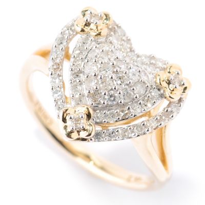 14K YG PAVE HEART SHAPED DIAMOND RING