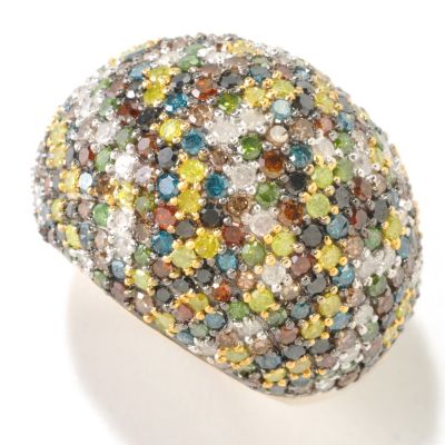 125-081 - Diamond Treasures 14K Gold 4.25ctw Multi Color Diamond Dome Ring