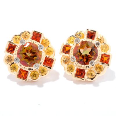 SS/P EAR EXOTIC TOPAZ & MULTI-GEM STUD