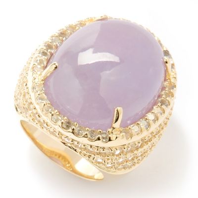 125-157 - Far East Market 18 x 24mm Lavender Jade & White Topaz Pave Ring
