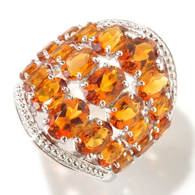 SS WIDE 3 ROW MAD CITRINE RING