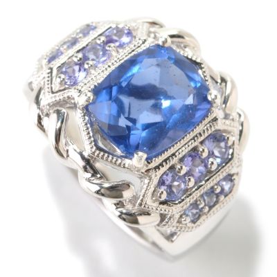 SS CUSHION CUT COLOR CHANGE FLUORITE RING
