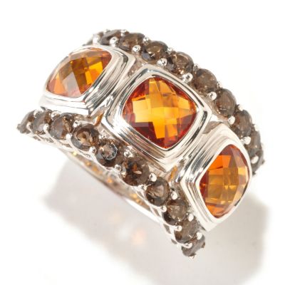 SS CUSHION TOP CUT MADEIRA CITRINE WITH SMK RING