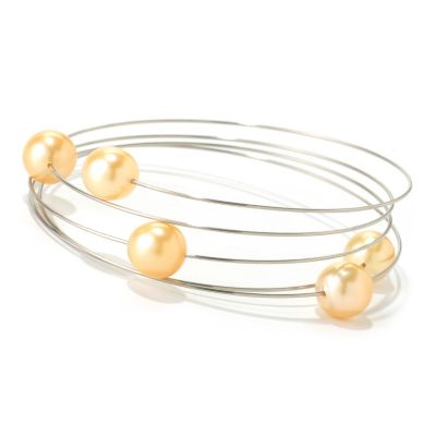 STSL 8-9mm OVAL GOLDEN SOUTH SEA FIVE PEARL WRAP BRACELET