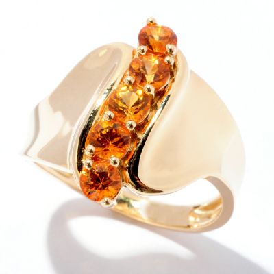 125-235 - Gem Treasures 14K Gold 1.00ctw Orange Sapphire Curved Ring