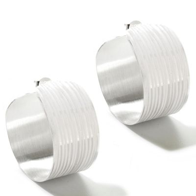 SEMPRESILVER DIAMOND CUT TEXTURED HOOP EARRINGS