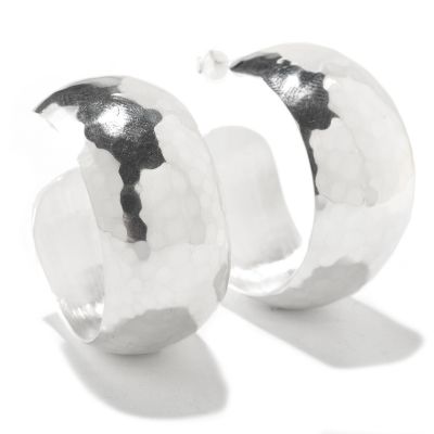 125-247 - SempreSilver&trade; Hammered Hoop Earrings