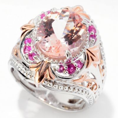 SS/PALL RING MORGANITE & PINK SAPH