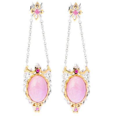 SS/PALL EAR KUNZITE CABOCHON & PINK SAPH REMOVABLE DROP