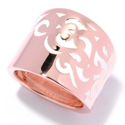 SS/18KGP RING FILIGREE & ENAMEL BAND