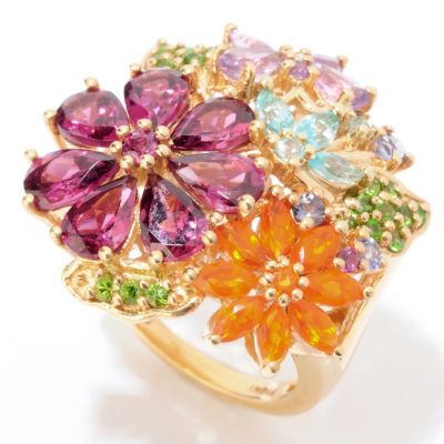 125-323 - NYC II 4.25ctw Multi Gemstone Exotic Flower Ring  