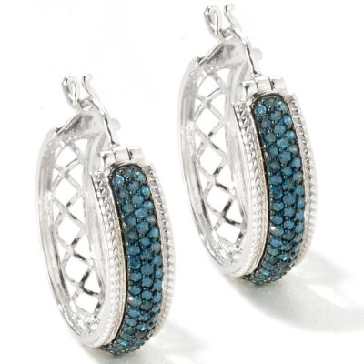 SS PAVE BLUE DIAMOND HOOP