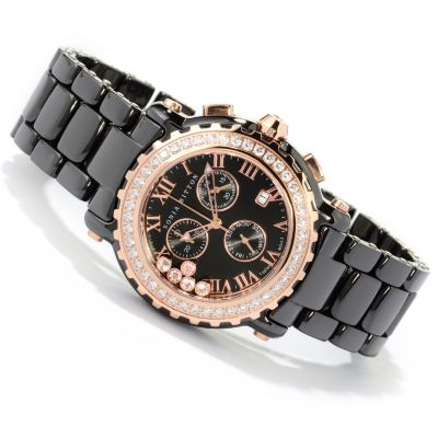SONIA SS/CHOICE LUNETTE CERAMIC FLOATING STONES WATCH