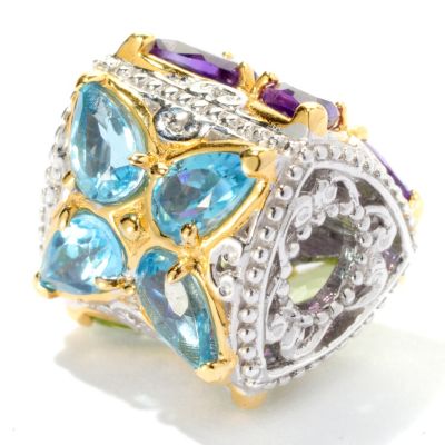 125-375 - Gems en Vogue II 2.04ctw Swiss Blue Topaz, Amethyst & Peridot Butterfly Charm 