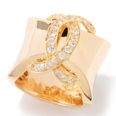 125-400 - EFFY White Sapphire Intertwined Ribbon Wide Band Ring