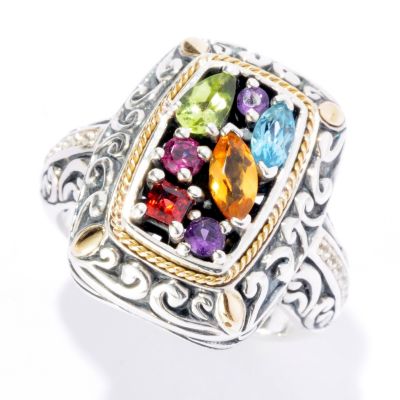 SS/18K MULTI GEM RING W/WTPZ