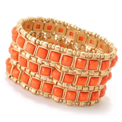 GOLDTONE/ORANGE STETCH BRACELET