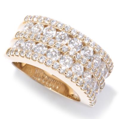 BELITA SS/PLAT 100 FACET TWO ROW BAND RING