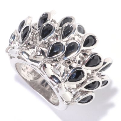 KA - SS/18KGP RING BLK SPINEL FRINGE
