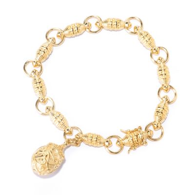 125-457 - Jaipur Bazaar Gold Embraced&trade; Fancy Link Charm Drop Bracelet 